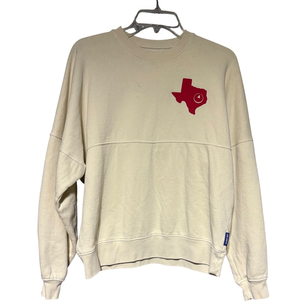 Spirit Jersey Sweatshirt Womens M Texas Cream Long Sleeve Puff Print